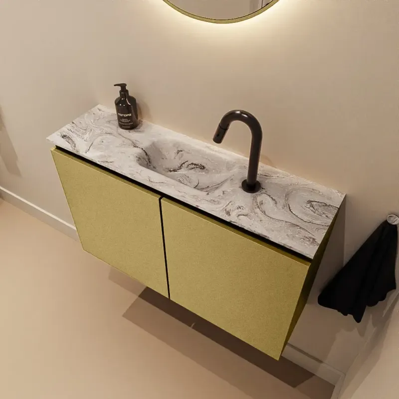 Mondiaz Ture DLux toiletmeubel 80cm oro met wastafel glace midden met kraangat Dagaanbieding