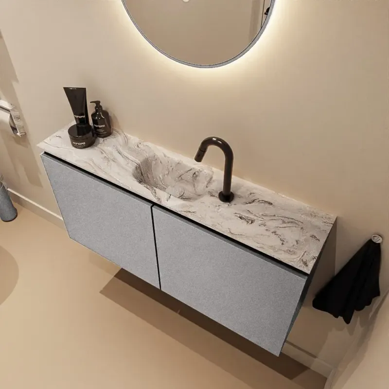 Mondiaz Ture DLux toiletmeubel 100cm plata met wastafel glace midden met kraangat Snelle Levering