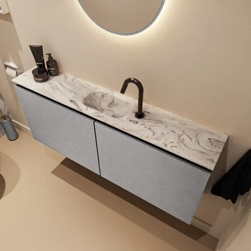 Mondiaz Ture DLux toiletmeubel 120cm plata met wastafel glace midden met kraangat Rechtstreeks Van De Fabrikant