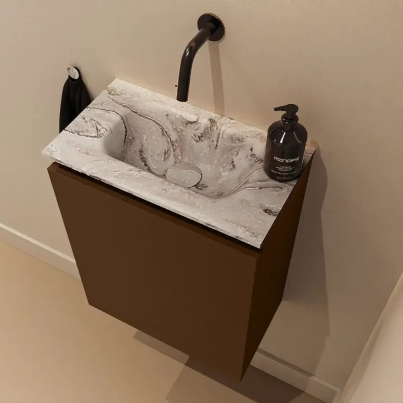 Mondiaz Ture DLux toiletmeubel 40cm rust met wastafel glace midden zonder kraangat Shop Nu