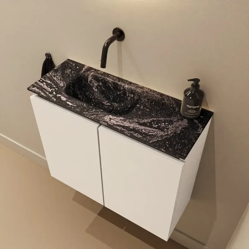Uitverkoop Mondiaz Ture DLux toiletmeubel 60cm talc met wastafel lava links zonder kraangat