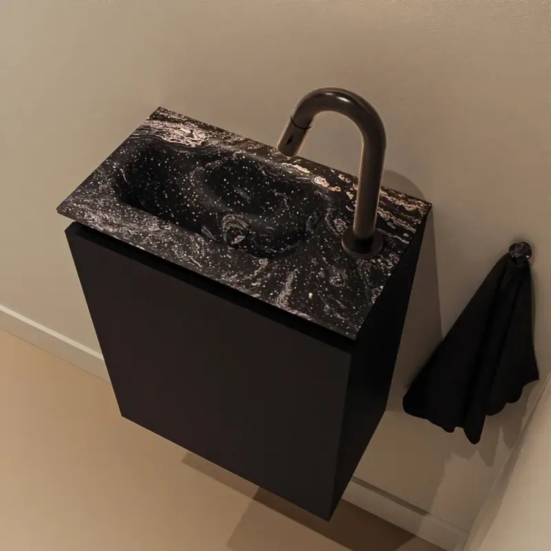 Actieprijs Mondiaz Ture DLux toiletmeubel 40cm urban met wastafel lava links met kraangat