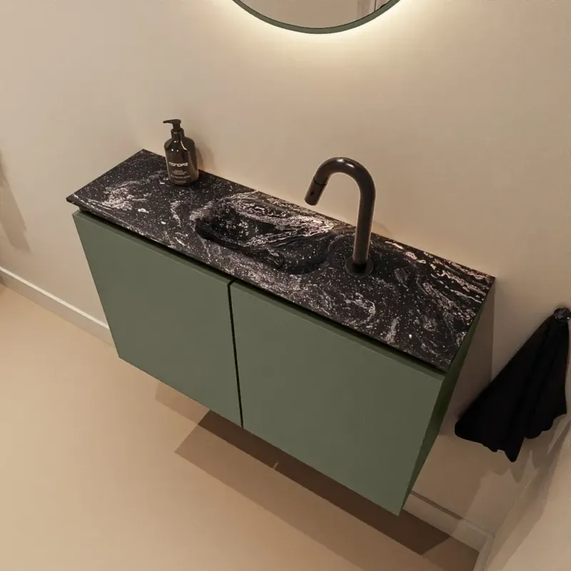 Tijdelijk Beschikbaar Mondiaz Ture DLux toiletmeubel 80cm army met wastafel lava midden met kraangat