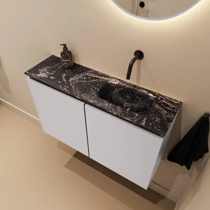 Tijdelijk Beschikbaar Mondiaz Ture DLux toiletmeubel 80cm cale met wastafel lava rechts zonder kraangat