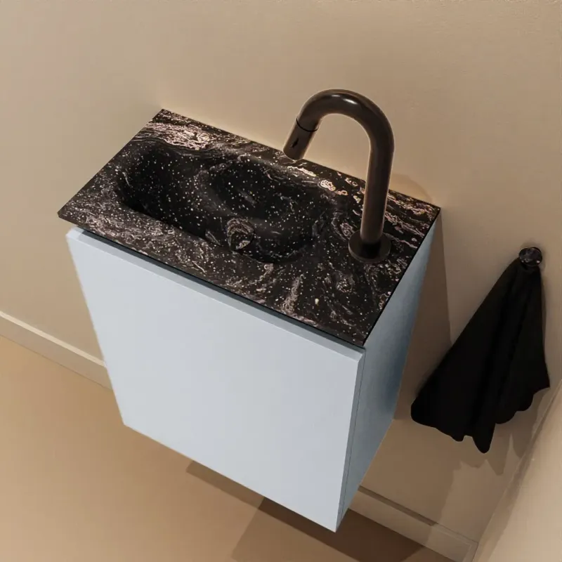 Op = Op Mondiaz Ture DLux toiletmeubel 40cm clay met wastafel lava links met kraangat