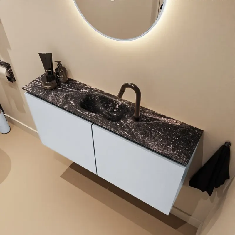 Premium Mondiaz Ture DLux toiletmeubel 100cm clay met wastafel lava midden met kraangat