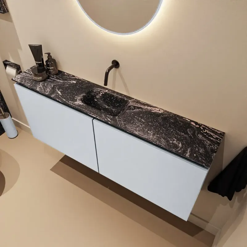 Actieprijs Mondiaz Ture DLux toiletmeubel 120cm clay met wastafel lava midden zonder kraangat