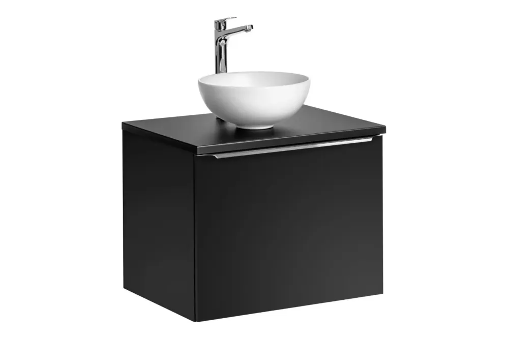 Laatste Versie Comad Santa Fe Black badkamermeubel 60cm zwart mat met mat witte waskom