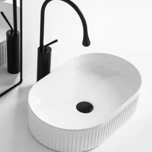 Sapho Picobello waskom ovaal met ribbel 50x30cm wit Rechtstreeks Van De Fabrikant