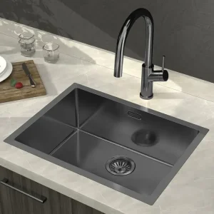 Sapho Zenith spoelbak roestvrij staal 60x45cm antraciet mat Lage Prijs