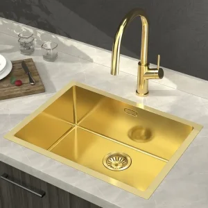 Laatste Versie Sapho Zenith spoelbak roestvrij staal 60x45cm goud mat