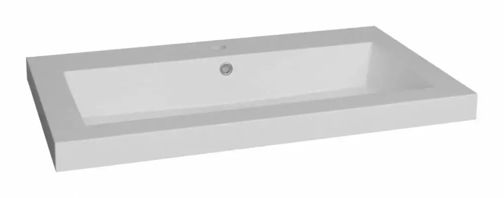 Lambini Designs Como wastafel mineraalmarmer 80cm met kraangat wit glans Fabrieksprijs