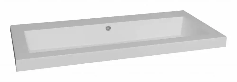 Aanbieding Lambini Designs Como wastafel mineraalmarmer 120cm enkel zonder kraangaten wit glans