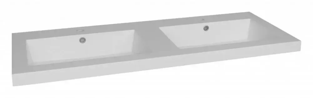Lambini Designs Como wastafel mineraalmarmer 120cm dubbel met kraangaten wit glans Beperkte Voorraad