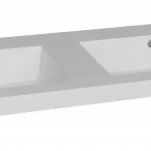 Betaalbaar Lambini Designs Como wastafel mineraalmarmer 120cm dubbel zonder kraangaten wit glans