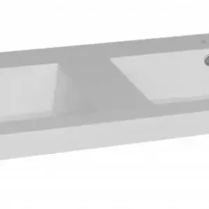 Actieprijs Lambini Designs Como wastafel mineraalmarmer 140cm dubbel met kraangaten wit glans