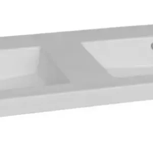 Exclusieve Aanbieding Lambini Designs Varese wastafel keramiek 120cm dubbel zonder kraangaten wit glans