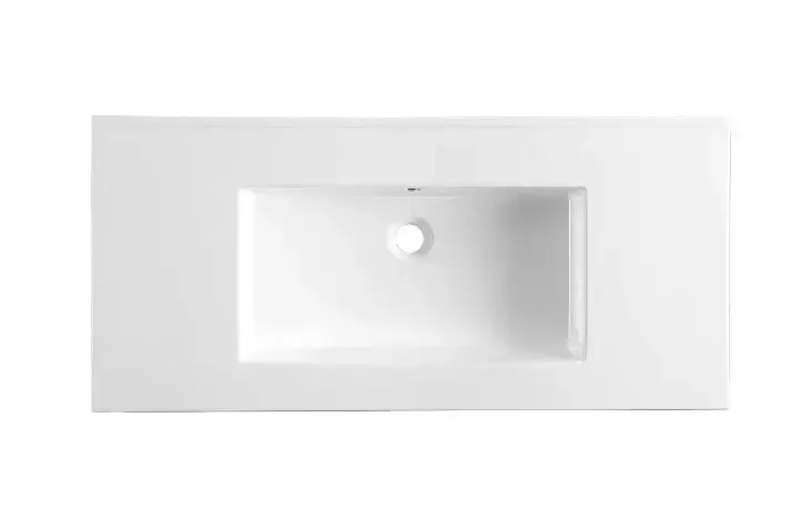 Lambini Designs Pavia wastafel keramiek 100cm zonder kraangat wit glans Superprijs