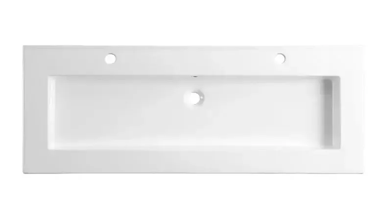Betaalbaar Lambini Designs Pavia wastafel keramiek 120cm enkel met 2 kraangaten wit glans