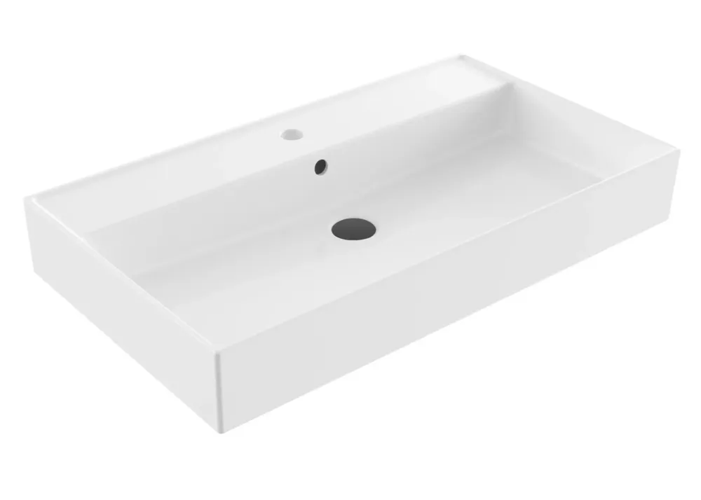 Beperkte Voorraad Lambini Designs Valenza wastafel keramiek 80cm met kraangat wit glans