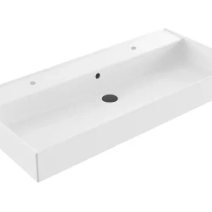 Bestseller Lambini Designs Valenza wastafel keramiek 100cm met 2 kraangaten wit glans