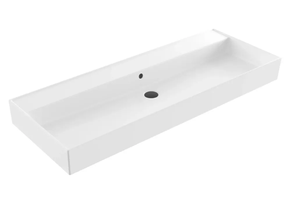 Lambini Designs Valenza wastafel keramiek 120cm enkel zonder kraangat wit glans Express Levering