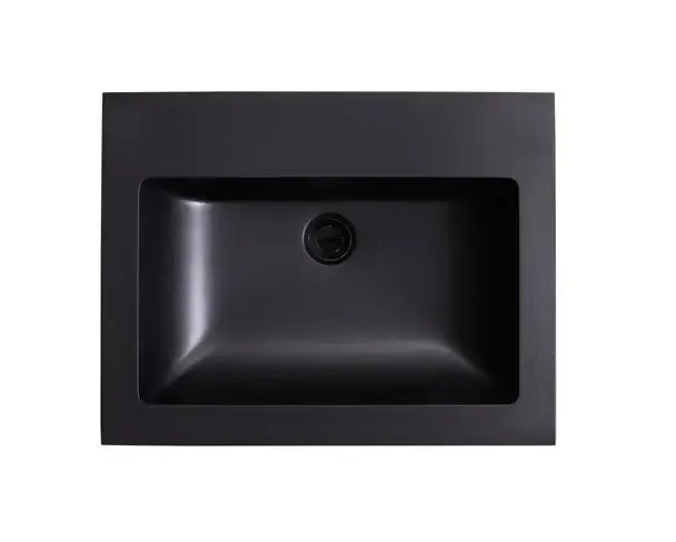 Lambini Designs Lugano wastafel quartz 60cm met kraangat zwart mat Populair