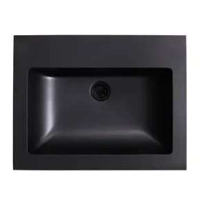Lambini Designs Lugano wastafel quartz 60cm zonder kraangat zwart mat Koopje