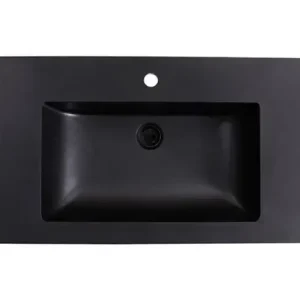 Voordeelprijs Lambini Designs Lugano wastafel quartz 80cm met kraangat zwart mat