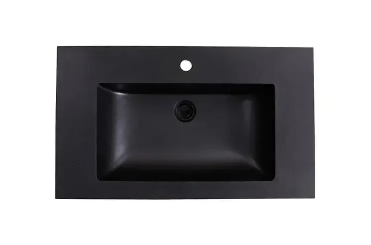 Voordeelprijs Lambini Designs Lugano wastafel quartz 80cm met kraangat zwart mat