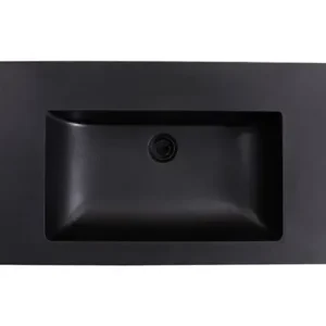 Lambini Designs Lugano wastafel quartz 80cm zonder kraangat zwart mat Betrouwbaar