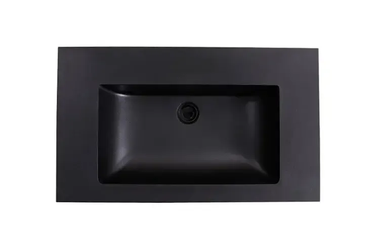 Lambini Designs Lugano wastafel quartz 80cm zonder kraangat zwart mat Betrouwbaar