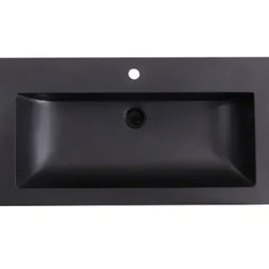 Koopje Lambini Designs Lugano wastafel quartz 100cm met 2 kraangaten zwart mat