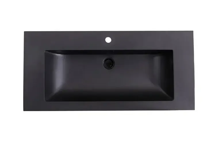 Koopje Lambini Designs Lugano wastafel quartz 100cm met 2 kraangaten zwart mat