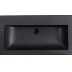 Weekendaanbieding Lambini Designs Lugano wastafel quartz 100cm zonder kraangat zwart mat