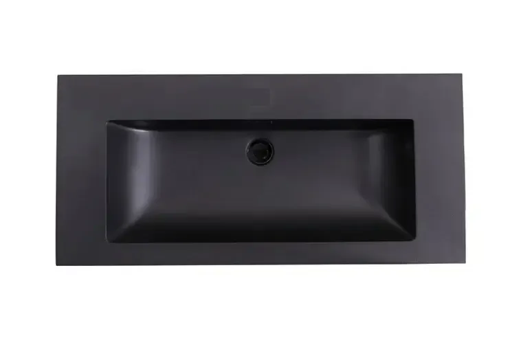 Weekendaanbieding Lambini Designs Lugano wastafel quartz 100cm zonder kraangat zwart mat