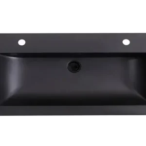 Lambini Designs Lugano wastafel quartz 120cm enkel met 2 kraangaten zwart mat Bestel Nu