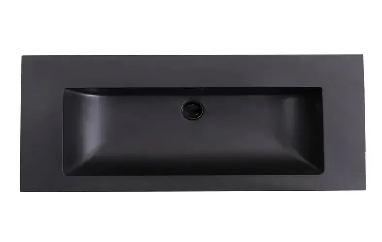 Betaalbaar Lambini Designs Lugano wastafel quartz 120cm enkel zonder kraangat zwart mat