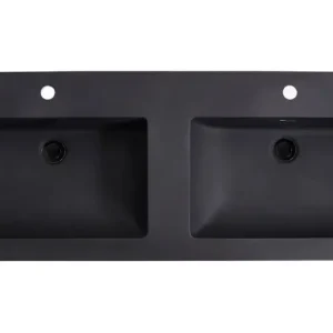 Gratis Retour Lambini Designs Lugano wastafel quartz 120cm dubbel met 2 kraangaten zwart mat