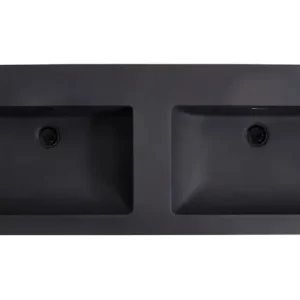 Lambini Designs Lugano wastafel quartz 120cm dubbel zonder kraangat zwart mat Goedkoop