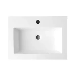 Lambini Designs Copparo compacte wastafel mineraalmarmer 60cm met kraangat wit glans Koop Online