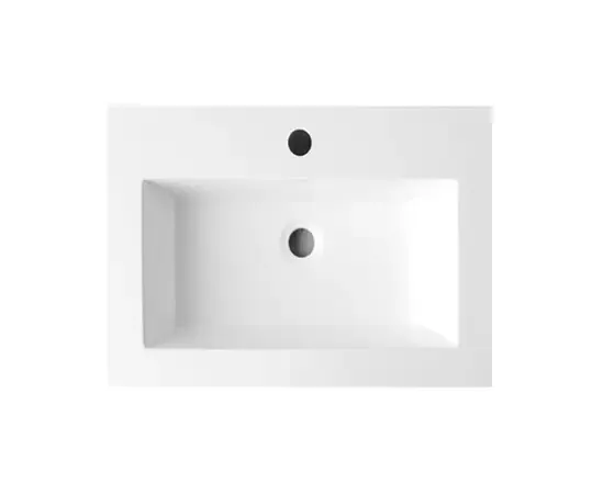 Lambini Designs Copparo compacte wastafel mineraalmarmer 60cm met kraangat wit glans Koop Online