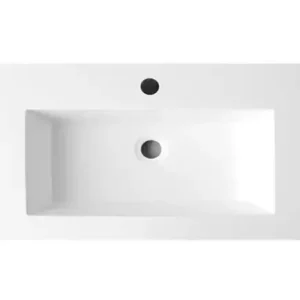Lambini Designs Copparo compacte wastafel mineraalmarmer 80cm met kraangat wit glans Aanbieding