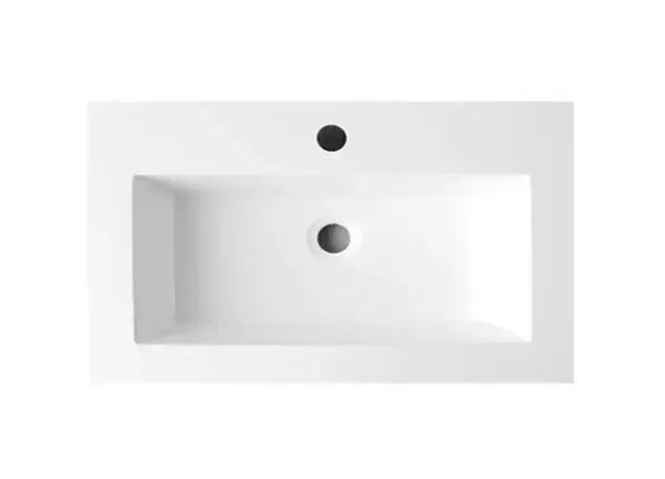 Lambini Designs Copparo compacte wastafel mineraalmarmer 80cm met kraangat wit glans Aanbieding