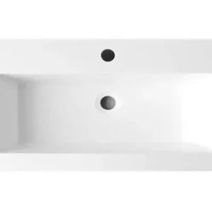 Lambini Designs Copparo compacte wastafel mineraalmarmer 100cm met 2 kraangaten wit glans Gratis Retour