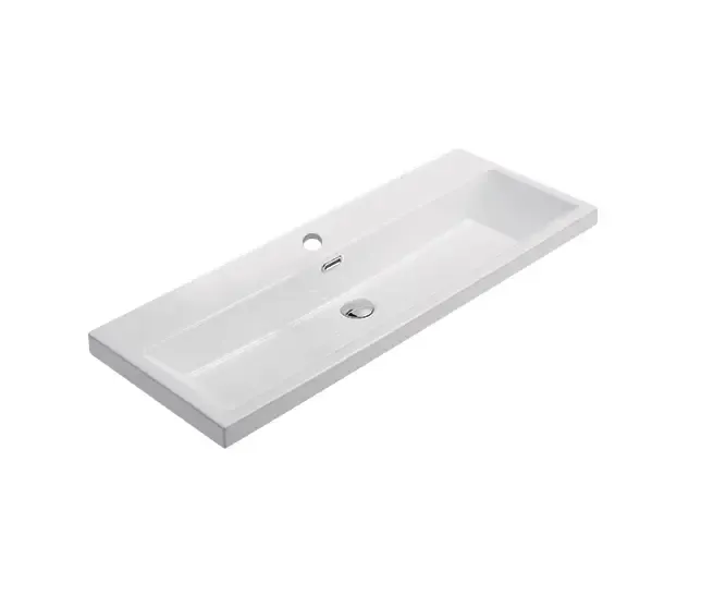 Dagaanbieding Lambini Designs Mirano compacte wastafel keramiek 100cm met kraangat wit glans