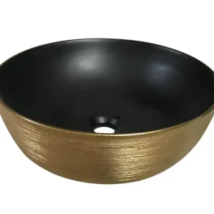 Lambini Designs Pisa waskom keramiek 41cm goud met zwarte binnenkant Merkproduct