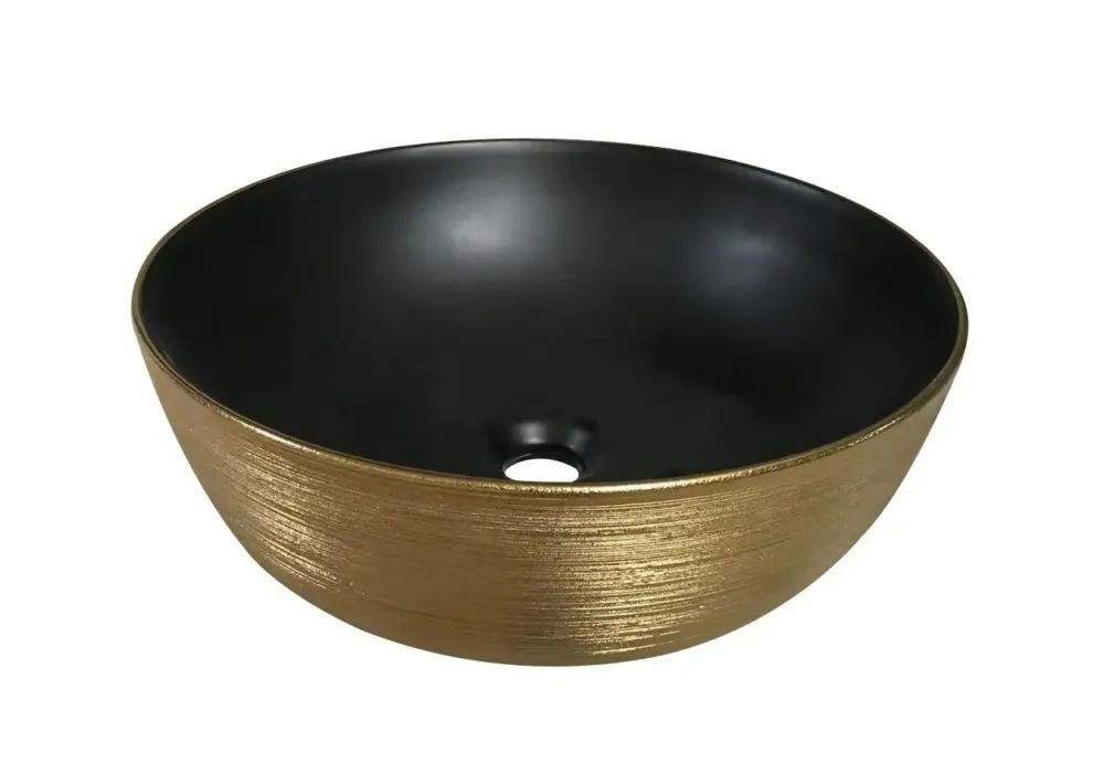 Lambini Designs Pisa waskom keramiek 41cm goud met zwarte binnenkant Merkproduct