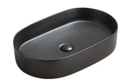 Favoriet Lambini Designs Mira waskom keramiek 60x38cm zwart mat