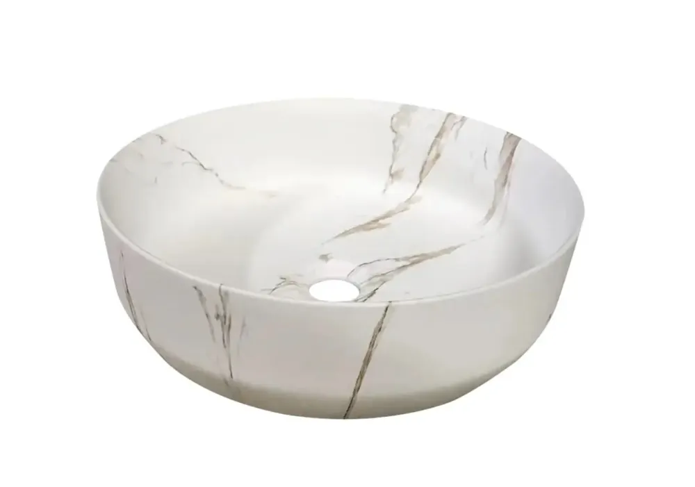 Betrouwbaar Lambini Designs Color Line ronde waskom 39x12cm witte marmerlook